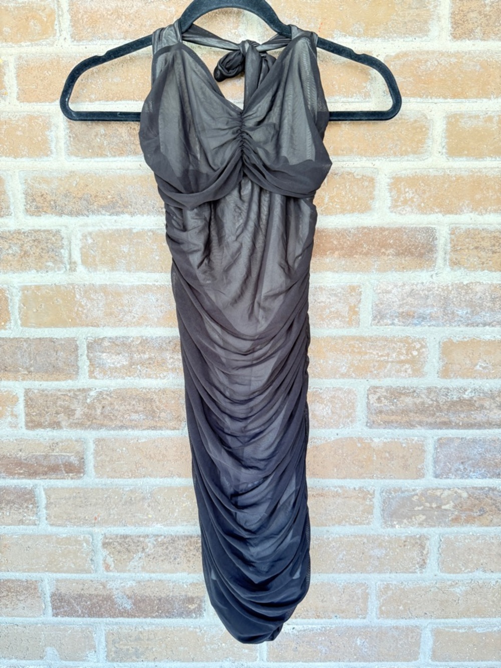 Dreamgirl Charcoal Ruched Halter Midi Dress